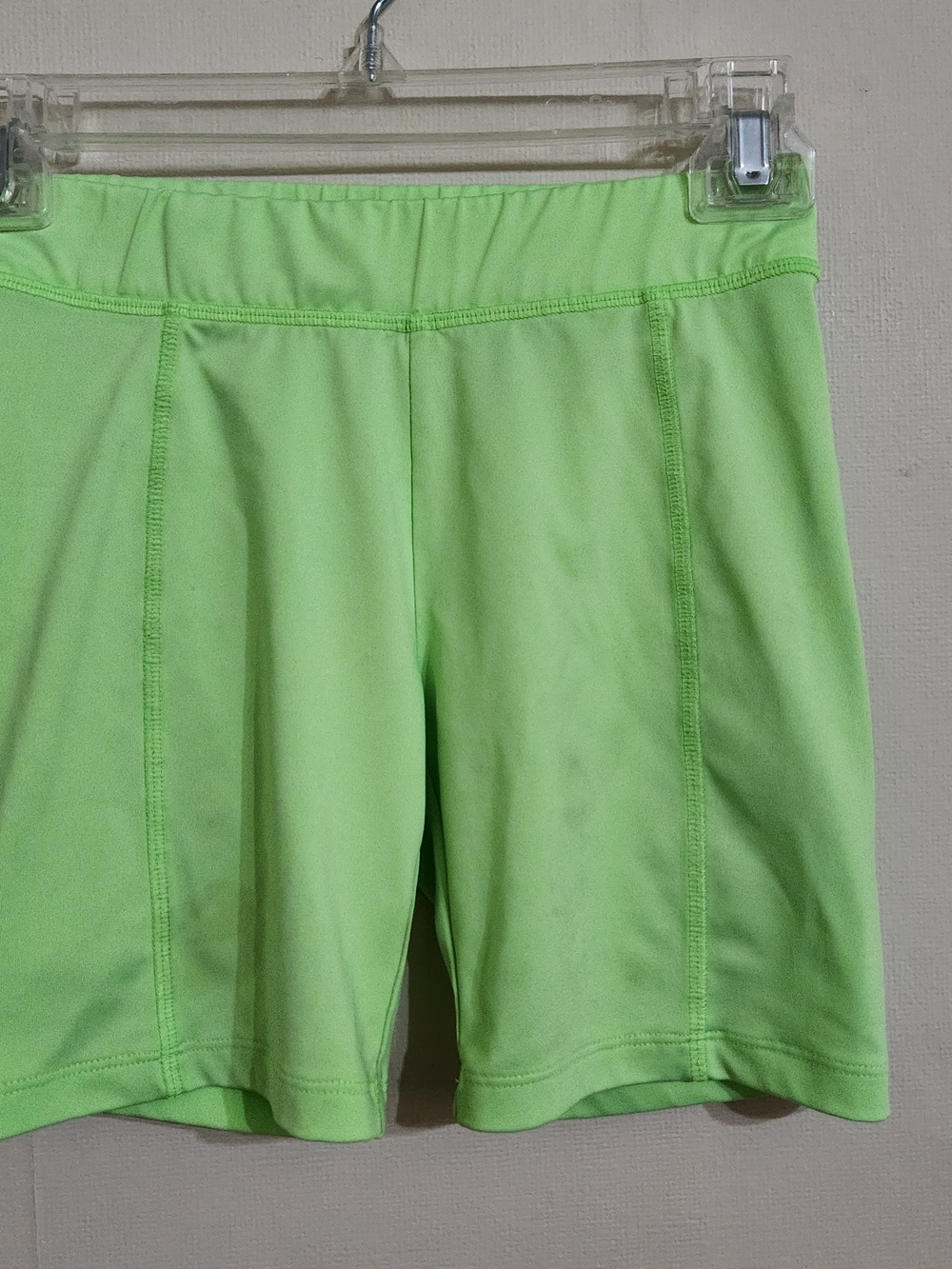 SO Neon Green Kids Bike Shorts - Faint staining.